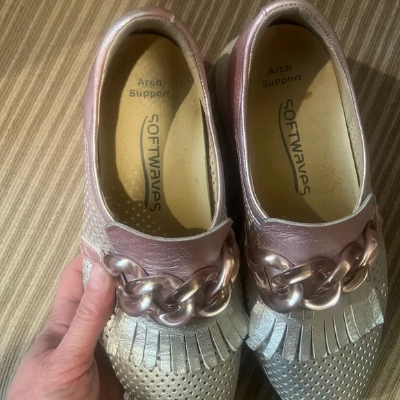 Softwaves Women's Pink and Silver Loafers Arch Support 36.5 - Picture 2 of 10
